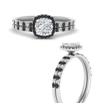 Load image into Gallery viewer, cushion-cut-black-diamond-halo-wedding-ring-set-in-white-gold-FD8523CUGBLACK-NL-WG
