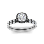 Load image into Gallery viewer, cushion-cut-black-diamond-halo-wedding-ring-set-in-white-gold-FD8523CUGBLACK-NL-WG