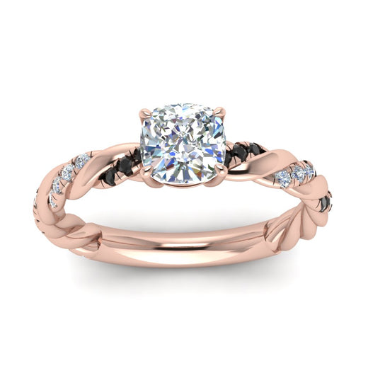 Cushion Cut Twisted Vine Engagement Ring