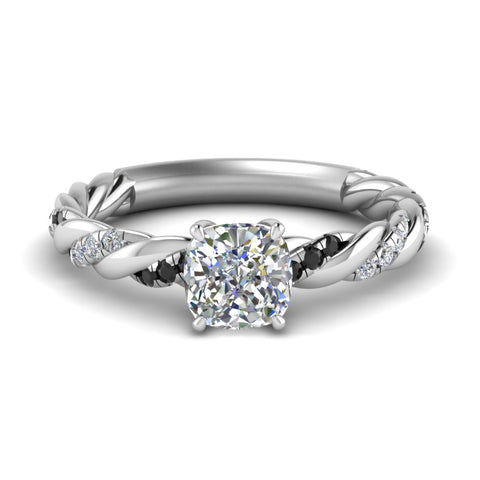 Cushion Cut Twisted Vine Engagement Ring