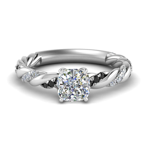 Cushion Cut Twisted Vine Engagement Ring