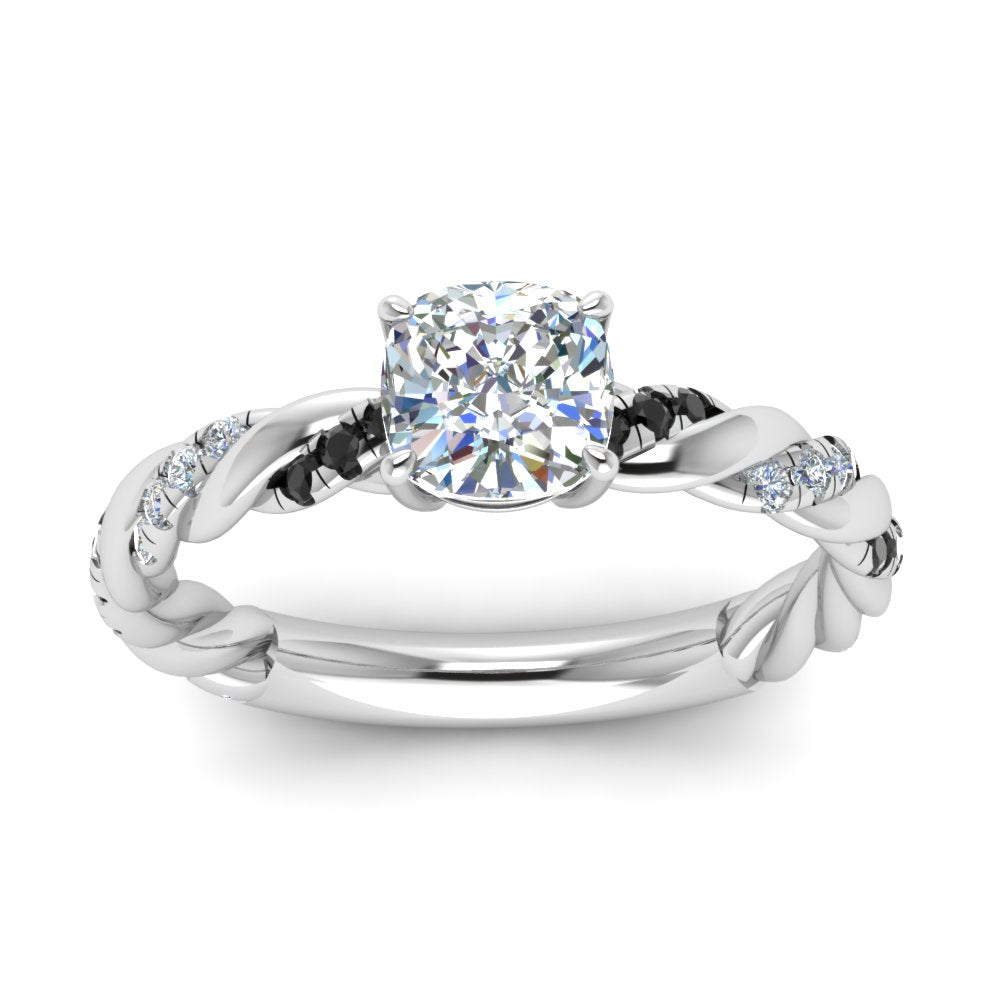 Cushion Cut Twisted Vine Engagement Ring