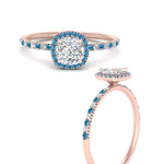 Load image into Gallery viewer, cushion-cut-blue-topaz-halo-petite-engagement-ring-in-rose-gold-FD8523CURGICBLTOANGLE3-NL-RG

