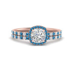 Load image into Gallery viewer, cushion-cut-blue-topaz-halo-wedding-ring-set-in-rose-gold-FD8523CUGICBLTO-NL-RG
