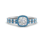 Load image into Gallery viewer, cushion-cut-blue-topaz-halo-wedding-ring-set-in-white-gold-FD8523CUGICBLTO-NL-WG
