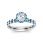 Load image into Gallery viewer, cushion-cut-blue-topaz-halo-wedding-ring-set-in-white-gold-FD8523CUGICBLTO-NL-WG