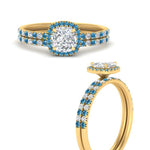 Load image into Gallery viewer, cushion-cut-blue-topaz-halo-wedding-ring-set-in-yellow-gold-FD8523CUGICBLTO-NL-YG
