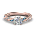 Thumbnail 53 - Twisted Vine Cushion Diamond Ring