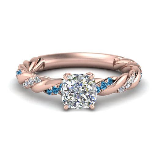 Cushion Cut Twisted Vine Engagement Ring