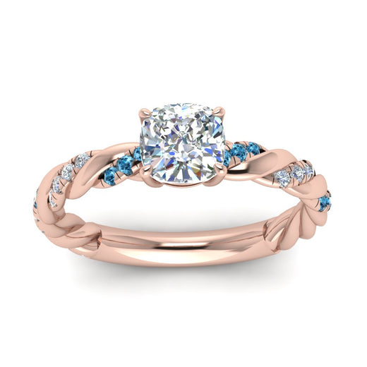 Cushion Cut Twisted Vine Engagement Ring