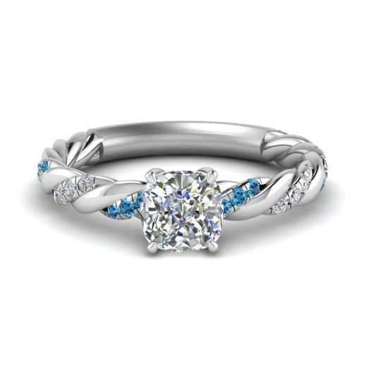 Cushion Cut Twisted Vine Engagement Ring
