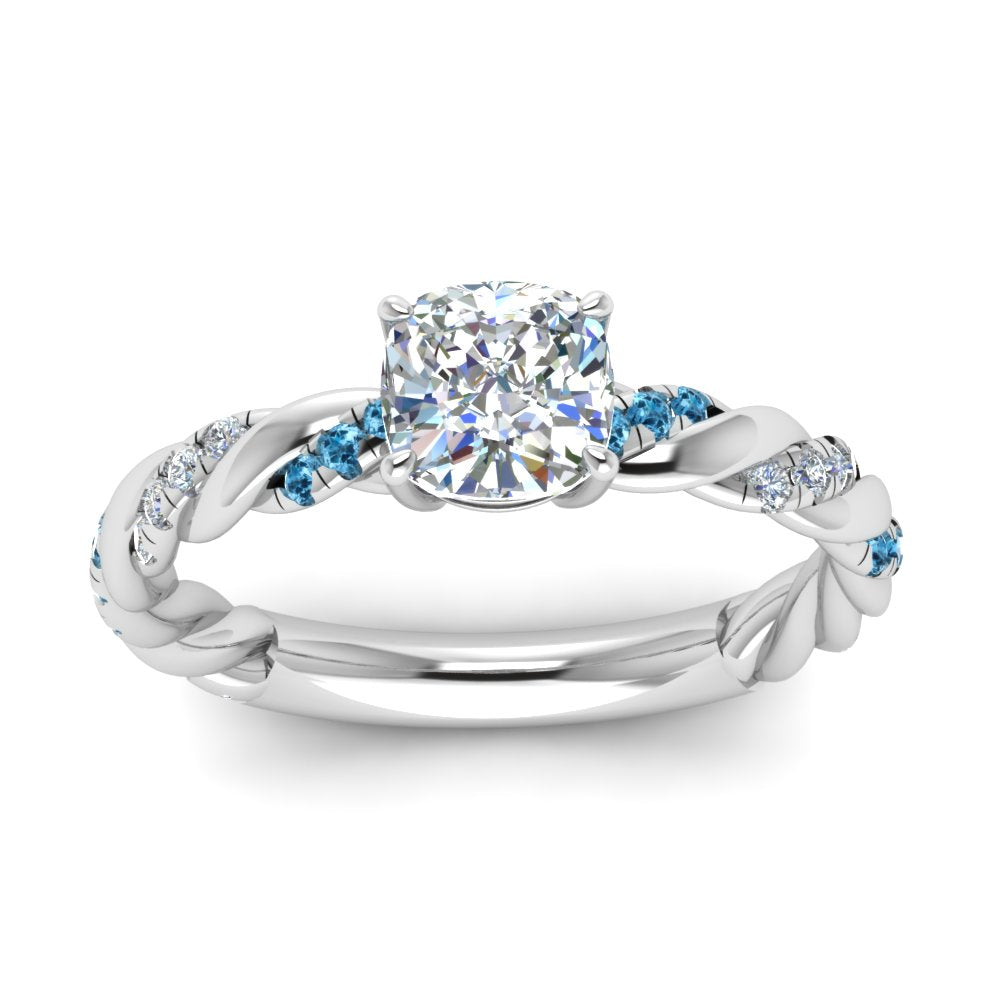 Cushion Cut Twisted Vine Engagement Ring