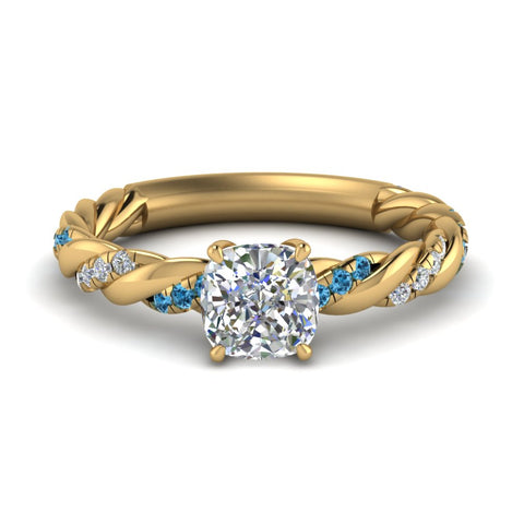Cushion Cut Twisted Vine Engagement Ring