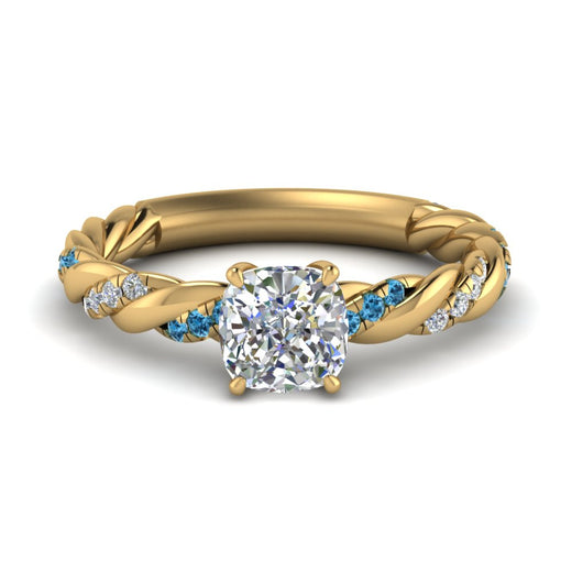 Cushion Cut Twisted Vine Engagement Ring