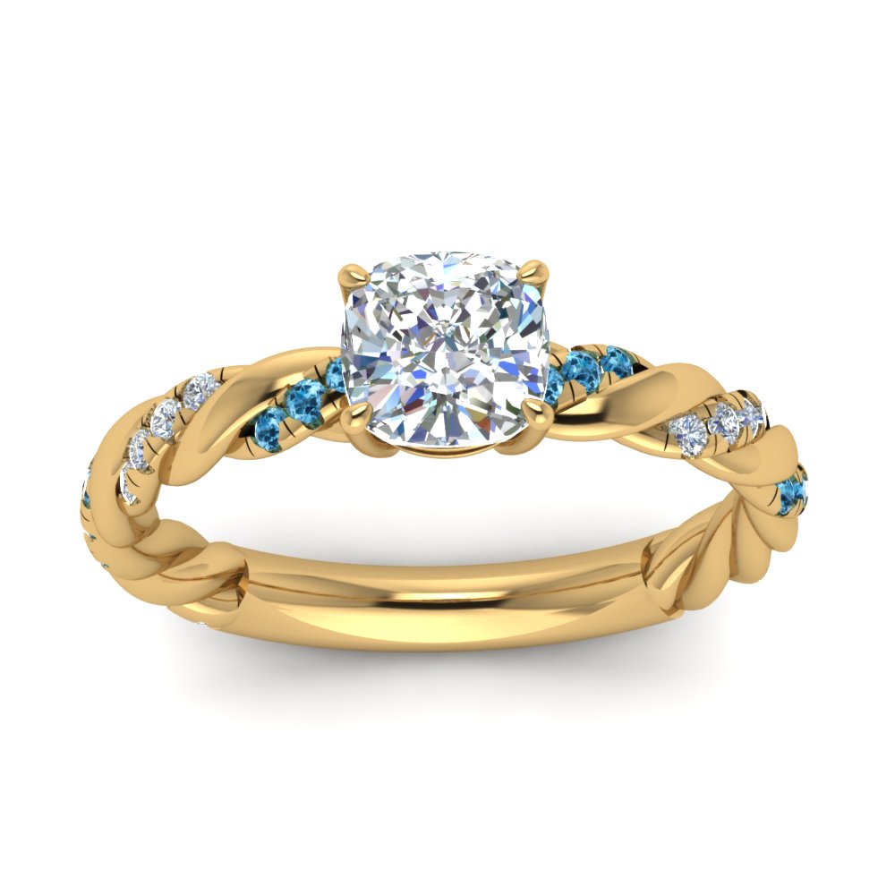 Cushion Cut Twisted Vine Engagement Ring