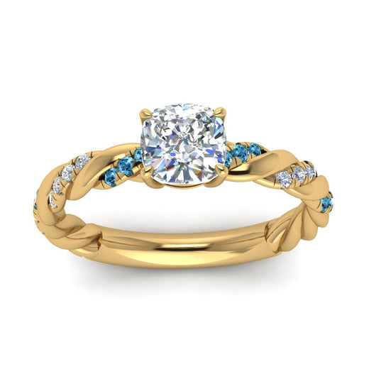 Cushion Cut Twisted Vine Engagement Ring