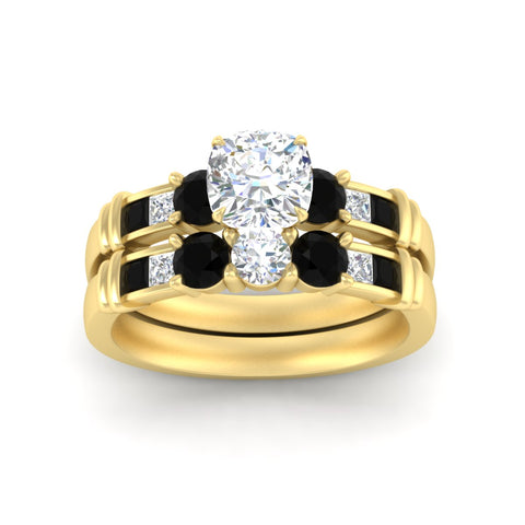 cushion-cut-bridal-ring-set-with-black-diamond-princess-channel-accents-in-yellow-gold-fdens286cugblackangle5-nl-yg.jpg