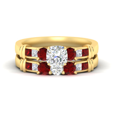 cushion-cut-bridal-ring-set-with-ruby-princess-channel-accents-in-yellow-gold-fdens286cugrudrsleep-nl-yg.jpg