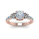 Load image into Gallery viewer, cushion-cut-celtic-diamond-ring-with-blue-topaz-in-14K-rose-gold-FDENS2255CURGICBLTOANGLE5-NL-RG
