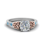 Load image into Gallery viewer, cushion-cut-celtic-diamond-ring-with-blue-topaz-in-14K-white-gold-FDENS2255CURGICBLTO-NL-WG
