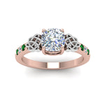 Load image into Gallery viewer, cushion-cut-celtic-diamond-ring-with-emerald-in-14K-rose-gold-FDENS2255CURGEMGRANGLE5-NL-RG
