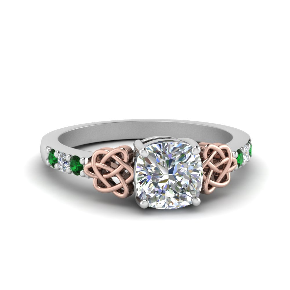 cushion-cut-celtic-diamond-ring-with-emerald-in-14K-white-gold-FDENS2255CURGEMGR-NL-WG