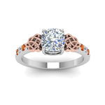 Load image into Gallery viewer, cushion-cut-celtic-diamond-ring-with-orange-sapphire-in-14K-white-gold-FDENS2255CURGSAORANGLE5-NL-WG
