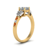 Load image into Gallery viewer, cushion-cut-celtic-diamond-ring-with-orange-sapphire-in-14K-yellow-gold-FDENS2255CURGSAORANGLE2-NL-YG
