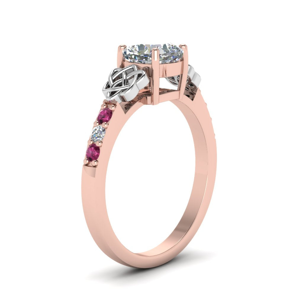 cushion-cut-celtic-diamond-ring-with-pink-sapphire-in-14K-rose-gold-FDENS2255CURGSADRPIANGLE2-NL-RG