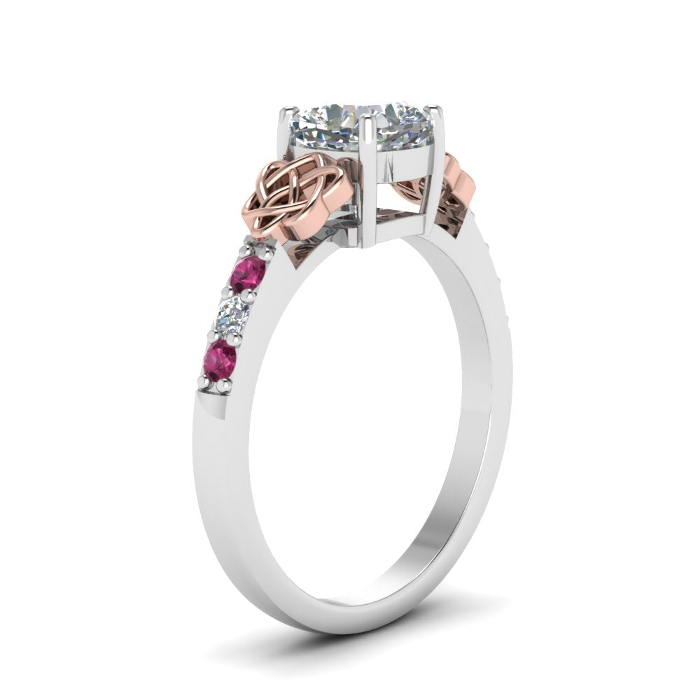 cushion-cut-celtic-diamond-ring-with-pink-sapphire-in-14K-white-gold-FDENS2255CURGSADRPIANGLE2-NL-WG