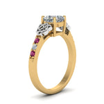 Load image into Gallery viewer, cushion-cut-celtic-diamond-ring-with-pink-sapphire-in-14K-yellow-gold-FDENS2255CURGSADRPIANGLE2-NL-YG
