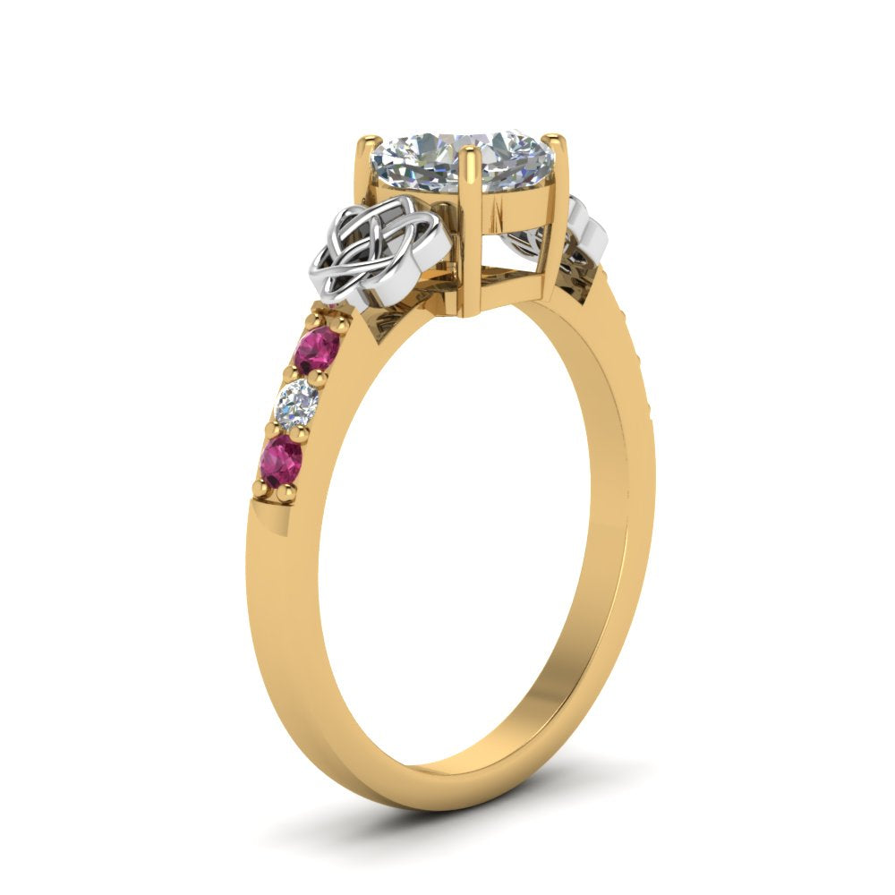 cushion-cut-celtic-diamond-ring-with-pink-sapphire-in-14K-yellow-gold-FDENS2255CURGSADRPIANGLE2-NL-YG