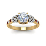 Load image into Gallery viewer, cushion-cut-celtic-diamond-ring-with-ruby-in-14K-yellow-gold-FDENS2255CURGRUDRANGLE5-NL-YG
