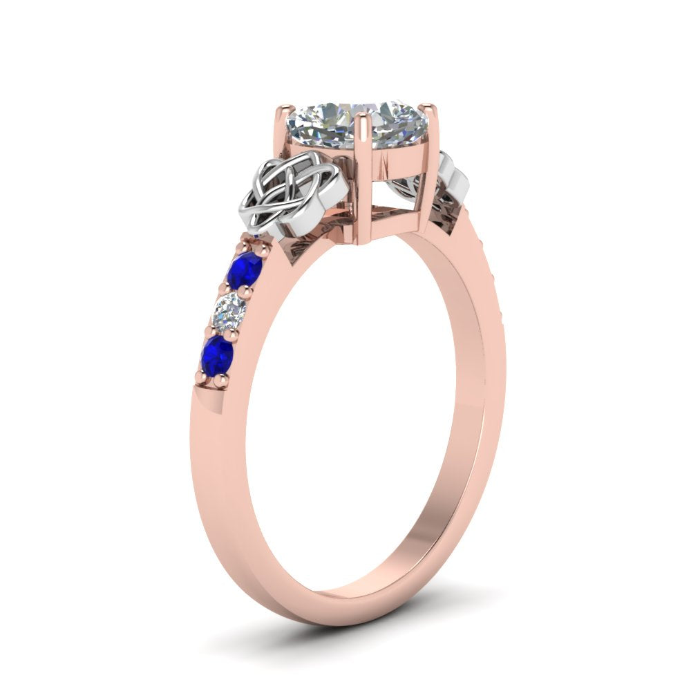 cushion-cut-celtic-diamond-ring-with-sapphire-in-14K-rose-gold-FDENS2255CURGSABLANGLE2-NL-RG
