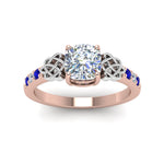 Load image into Gallery viewer, cushion-cut-celtic-diamond-ring-with-sapphire-in-14K-rose-gold-FDENS2255CURGSABLANGLE5-NL-RG
