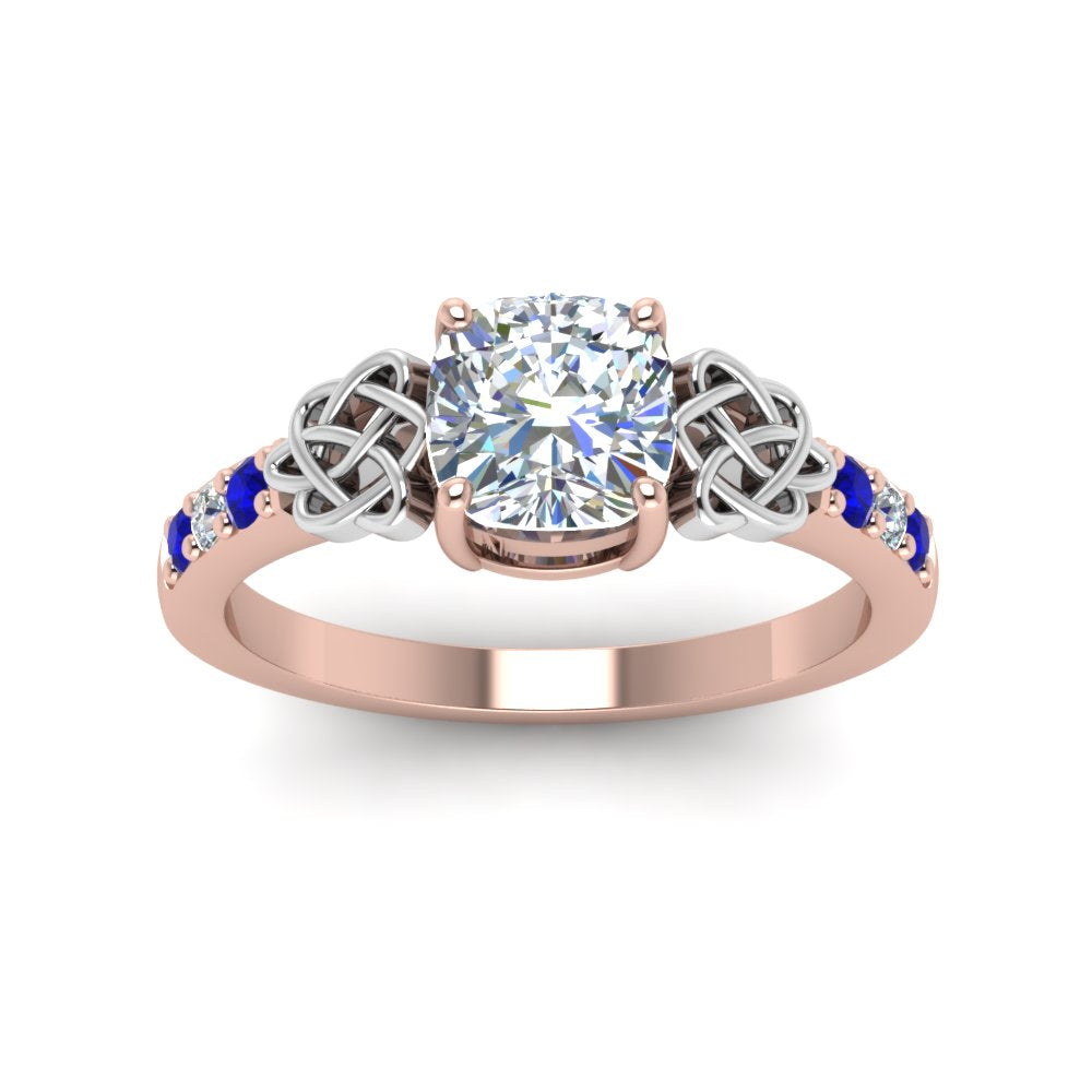 cushion-cut-celtic-diamond-ring-with-sapphire-in-14K-rose-gold-FDENS2255CURGSABLANGLE5-NL-RG