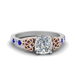 Load image into Gallery viewer, cushion-cut-celtic-diamond-ring-with-sapphire-in-14K-white-gold-FDENS2255CURGSABL-NL-WG_c8b4f938-0e34-40f9-8575-55ffafa6d6d0