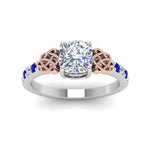 Load image into Gallery viewer, cushion-cut-celtic-diamond-ring-with-sapphire-in-14K-white-gold-FDENS2255CURGSABLANGLE5-NL-WG

