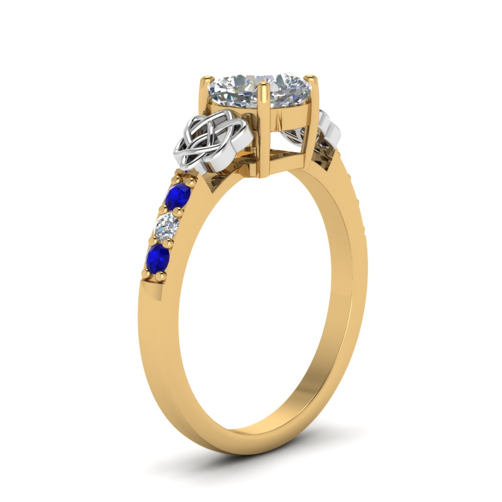 cushion-cut-celtic-diamond-ring-with-sapphire-in-14K-yellow-gold-FDENS2255CURGSABLANGLE2-NL-YG