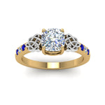 Load image into Gallery viewer, cushion-cut-celtic-diamond-ring-with-sapphire-in-14K-yellow-gold-FDENS2255CURGSABLANGLE5-NL-YG
