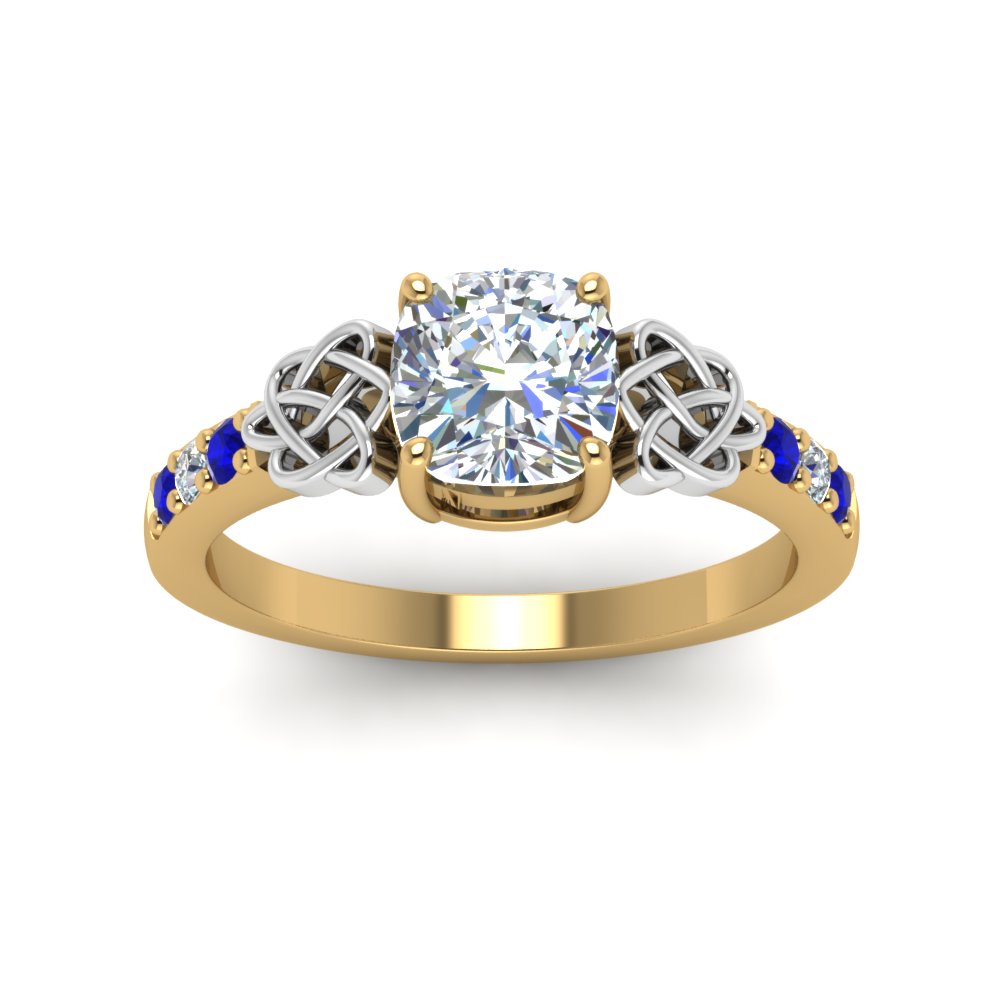cushion-cut-celtic-diamond-ring-with-sapphire-in-14K-yellow-gold-FDENS2255CURGSABLANGLE5-NL-YG