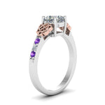 Load image into Gallery viewer, cushion-cut-celtic-diamond-ring-with-violac-topaz-in-14K-white-gold-FDENS2255CURGVITOANGLE2-NL-WG
