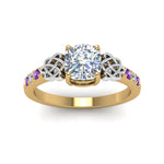 Load image into Gallery viewer, cushion-cut-celtic-diamond-ring-with-violac-topaz-in-14K-yellow-gold-FDENS2255CURGVITOANGLE5-NL-YG
