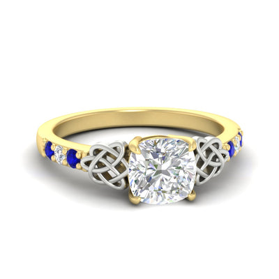 Celtic Two Tone Authentic Cushion Diamond Ring