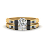Load image into Gallery viewer, cushion-cut-channel-three-stone-diamond-engagement-ring-with-black-diamond-in-yellow-gold-FDENS205CUGBLACK-NL-YG.jpg