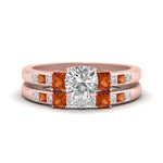 Load image into Gallery viewer, cushion-cut-channel-three-stone-diamond-engagement-ring-with-orange-sapphire-in-rose-gold-FDENS205CUGSAOR-NL-RG.jpg