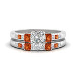 Load image into Gallery viewer, cushion-cut-channel-three-stone-diamond-engagement-ring-with-orange-sapphire-in-white-gold-FDENS205CUGSAOR-NL-WG.jpg