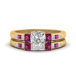 Load image into Gallery viewer, cushion-cut-channel-three-stone-diamond-engagement-ring-with-pink-sapphire-in-yellow-gold-FDENS205CUGSADRPI-NL-YG.jpg