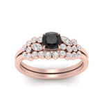 Load image into Gallery viewer, cushion-cut-cluster-black-diamond-wedding-ring-set-in-rose-gold-FDENS3110CUGBLACK-NL-RG.jpg