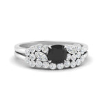Load image into Gallery viewer, cushion-cut-cluster-black-diamond-wedding-ring-set-in-white-gold-FDENS3110CUGBLACK-NL-WG.jpg